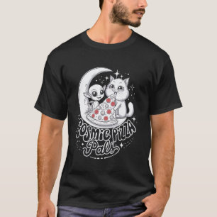 Camiseta Sueño de Amantes de Pizza de Gato Alien Cósmico