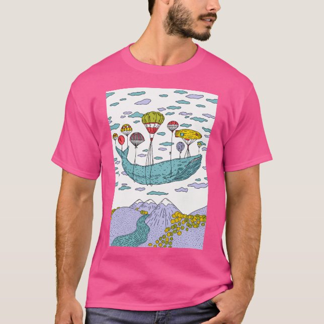 Camiseta Sueño de ballena azul manga de béisbol (Anverso)