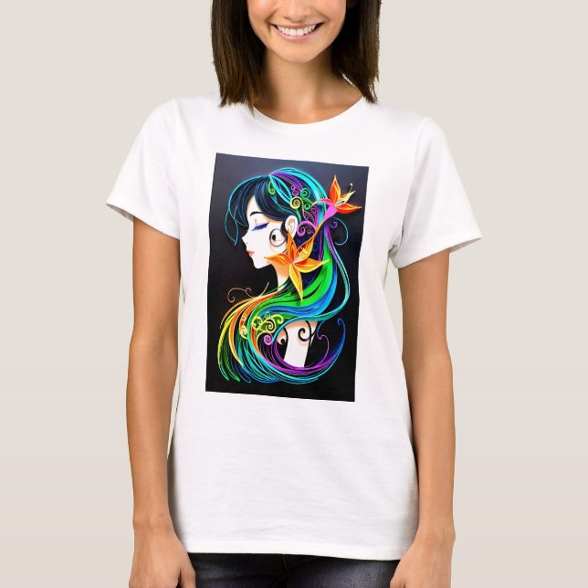 Camiseta Sueño del cabello arcoiris. (Anverso)