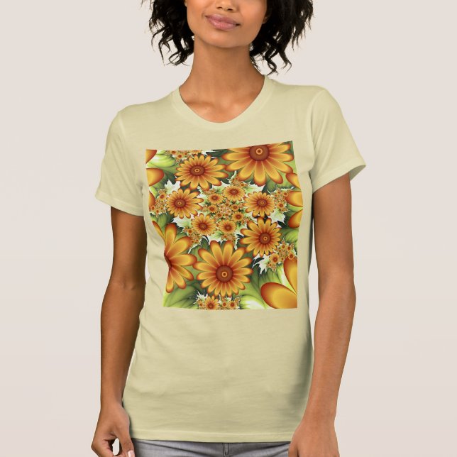 Camiseta Sueño floral, flores abstractas modernas arte frac (Anverso)