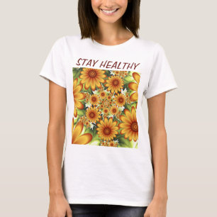 Camiseta Sueño floral, texto fractal de flor abstracta mode