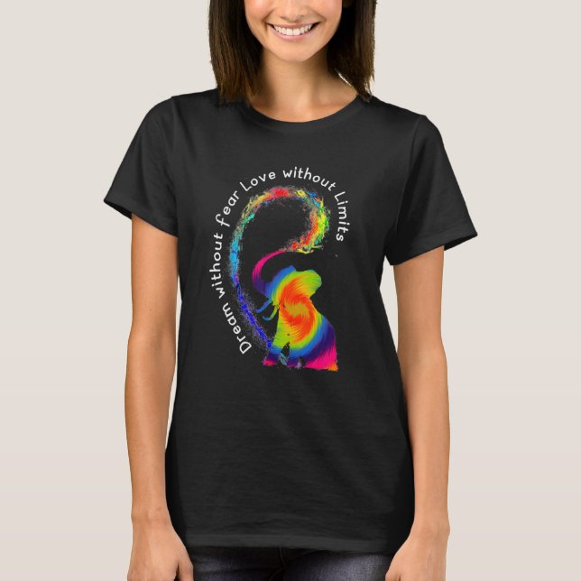 Camiseta Sueño Sin Miedo Amor Elefante Lgbt Orgullo Tie-Dy (Anverso)
