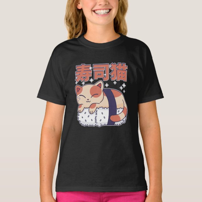 Camiseta Sueño sushi gatito gatito de comida asiática amant (Anverso)