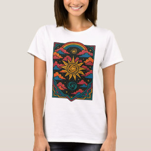 Camiseta Sueños celestes - Arte Retro Sol y Tarot Arcoiris