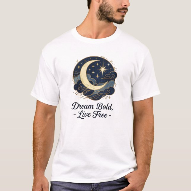 Camiseta Sueños celestes - Tee Inspirador de Luna y Estrell (Anverso)
