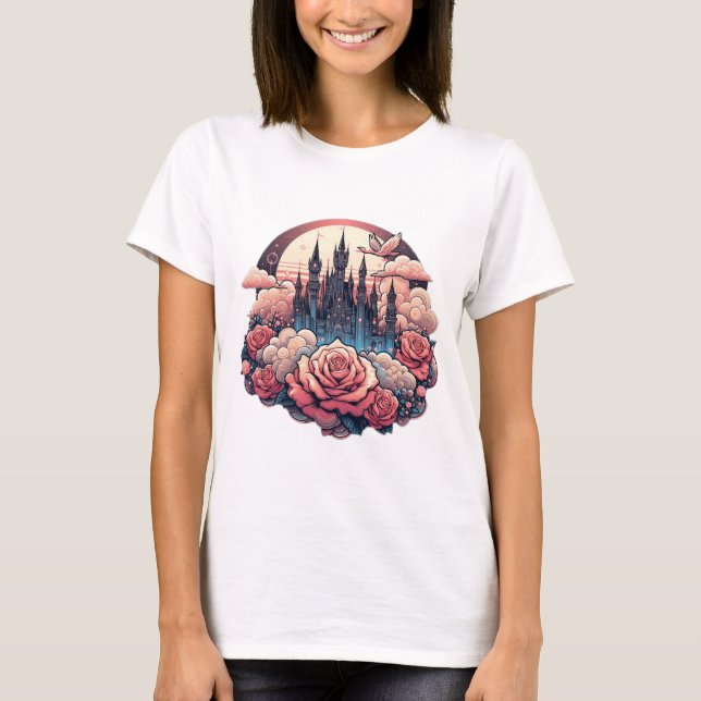 Camiseta Sueños de castillo teñidos de Rosa" (Anverso)