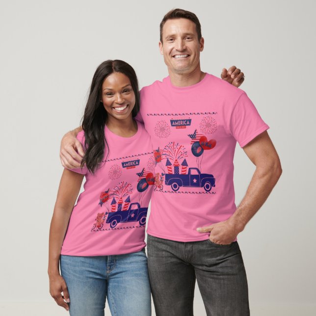 Camiseta Sueños de fuegos artificiales de libertad rosa (Unisexo)