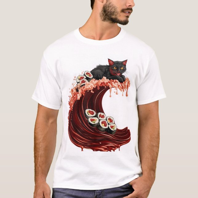 Camiseta Sueños de gato de sushi Comida japonesa extravagan (Anverso)