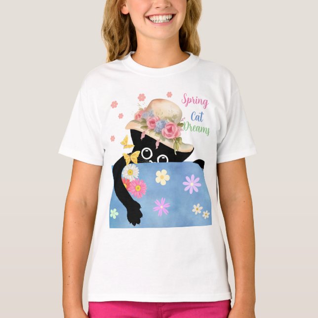 Camiseta Sueños de gatos de primavera (Anverso)
