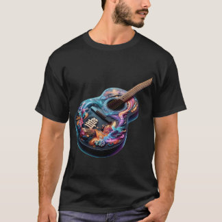 Camiseta Sueños de guitarra con kanji de neón