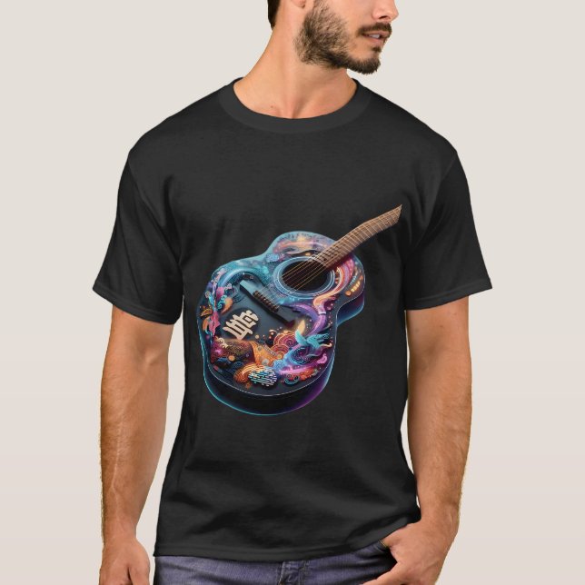 Camiseta Sueños de guitarra con kanji de neón (Anverso)