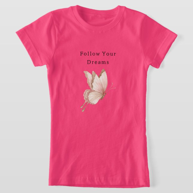 Camiseta Sueños de Mariposa de Crema Rosa Sonrojada (Distribución)