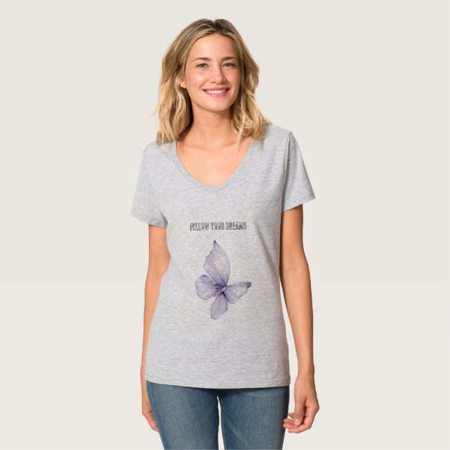 Camiseta Sueños de Mariposa Lavanda (Anverso completo)
