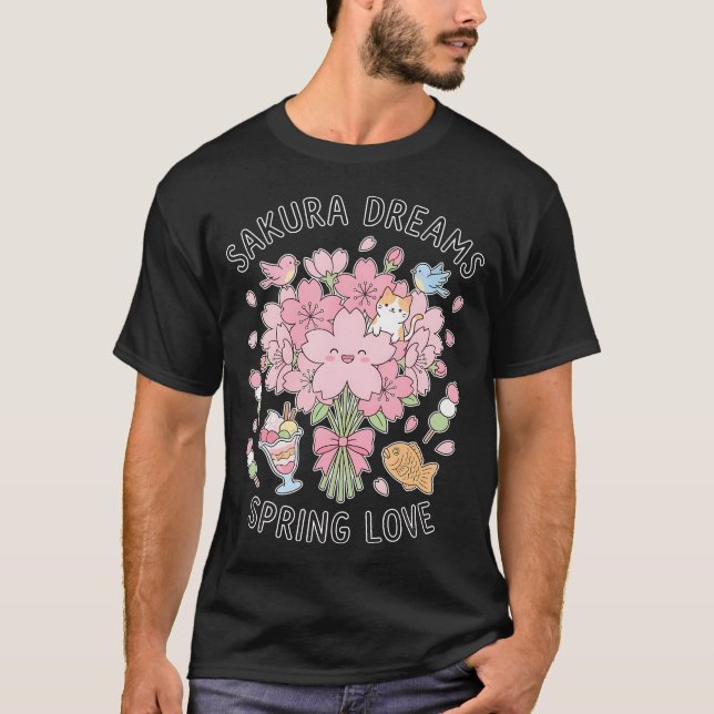 Camiseta Sueños de Sakura Amor de Primavera Kawaii Flor de  (Anverso)