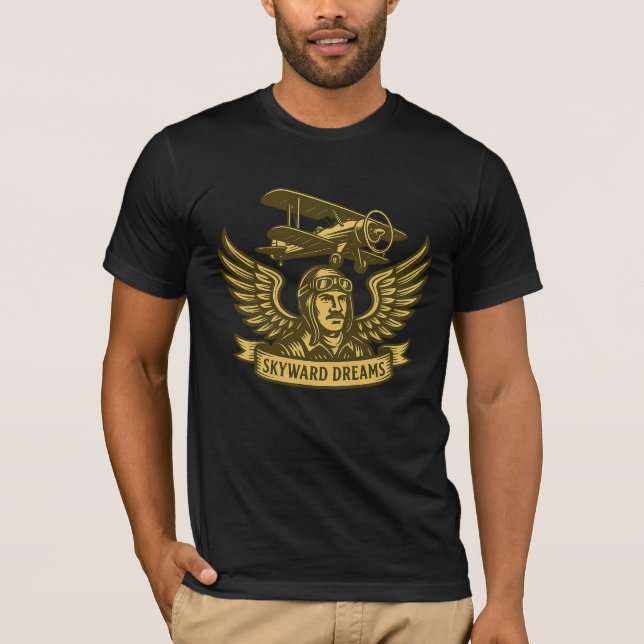 Camiseta Sueños de Skyward - Emblema de Biplane de época (Anverso)