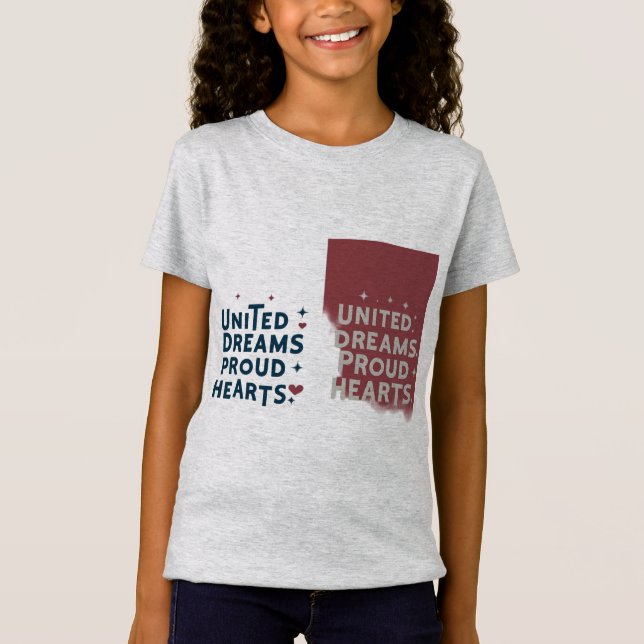 Camiseta Sueños Unidos Orgullosos Corazones Grises (Anverso)