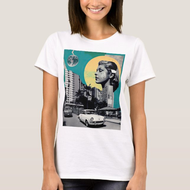 Camiseta Sueños verdes en la ciudad de 50 Collage retro (Anverso)