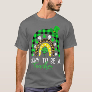 Camiseta Suerte De Ser Un Leopardo Docente Imprime Rainbow