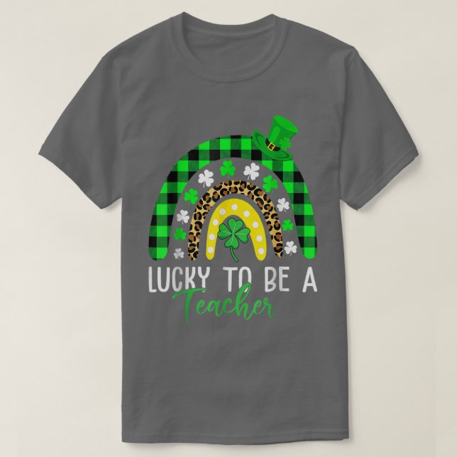 Camiseta Suerte De Ser Un Leopardo Docente Imprime Rainbow  (Diseño del anverso)