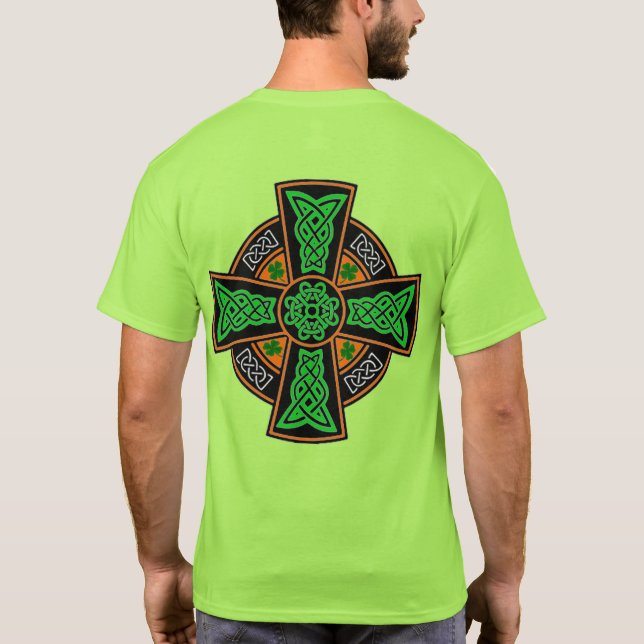 Camiseta suerte del símbolo irlandés cruz celta shamrock ca (Reverso)