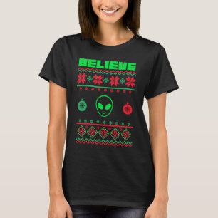 Camiseta Suéter, Navidades feos y alienígenas creen en Sant