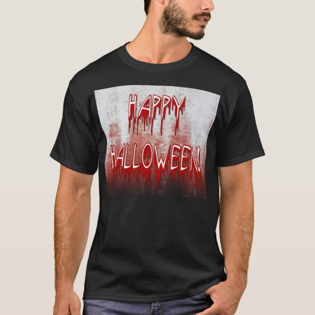 Camiseta Sufriendo Feliz Halloween Sangre manchado de hombr (Anverso)