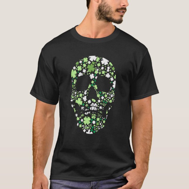 Camiseta Sugar Skull C Skeleton Shamrock Irish St Saint Pat (Anverso)