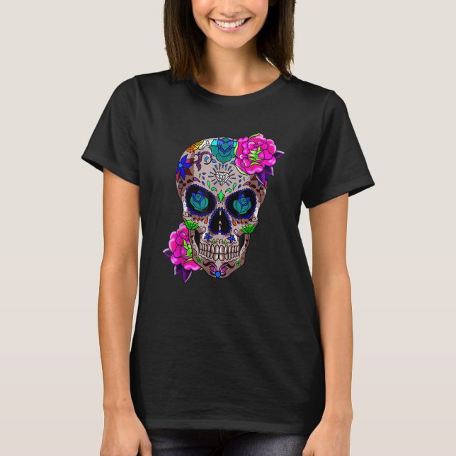 Camiseta Sugar Skull Day Of The Dead Cool Bone Head Skulls  (Anverso)