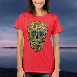 Camiseta Sugar Skull Estilo de arte mexicano