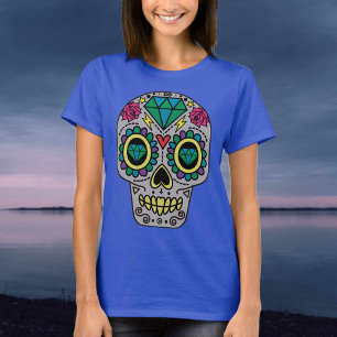 Camiseta Sugar Skull Estilo de arte mexicano