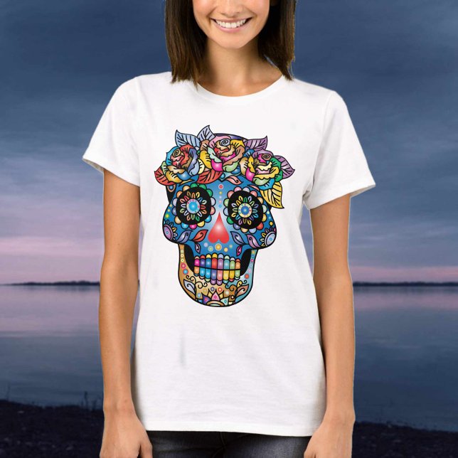 Camiseta Sugar Skull Estilo de arte mexicano (Subido por el creador)