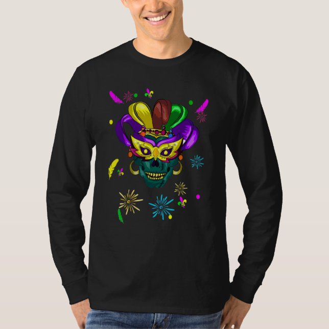 Camiseta Sugar Skull Funny Carnival Mask Jester Gorra Mejor (Anverso)