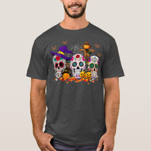 Camiseta Sugar Skull Funny Halloween para hombres mujeres h