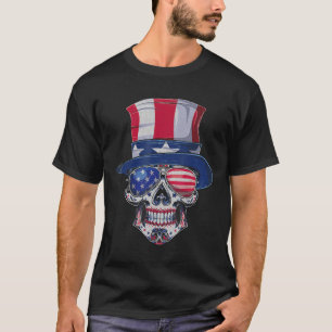Camiseta Sugar Skull Gafas de sol Bandera de los Estados Un