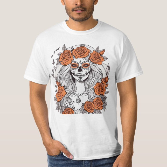 Camiseta Sugar Skull Rosa Reina (Anverso)