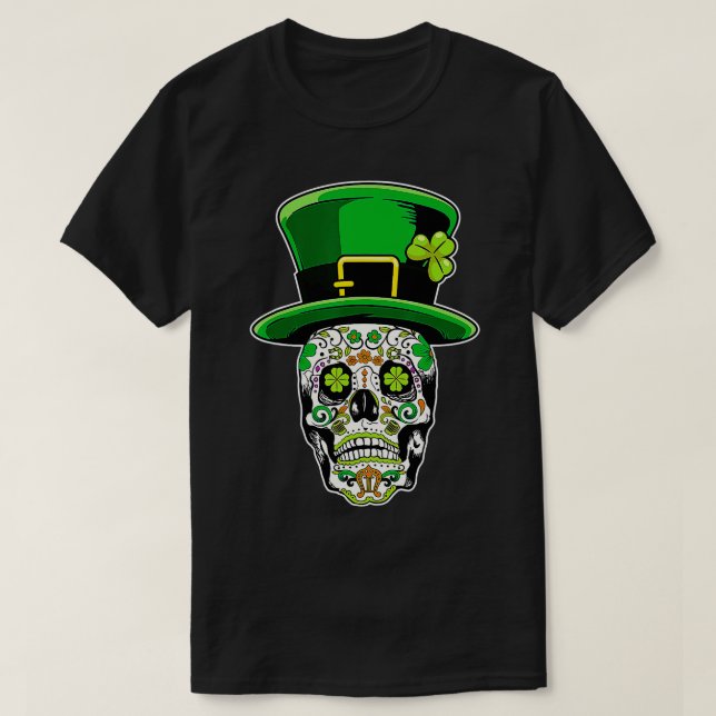 Camiseta Sugar Skull Saint Patricks Day of Dead (Diseño del anverso)