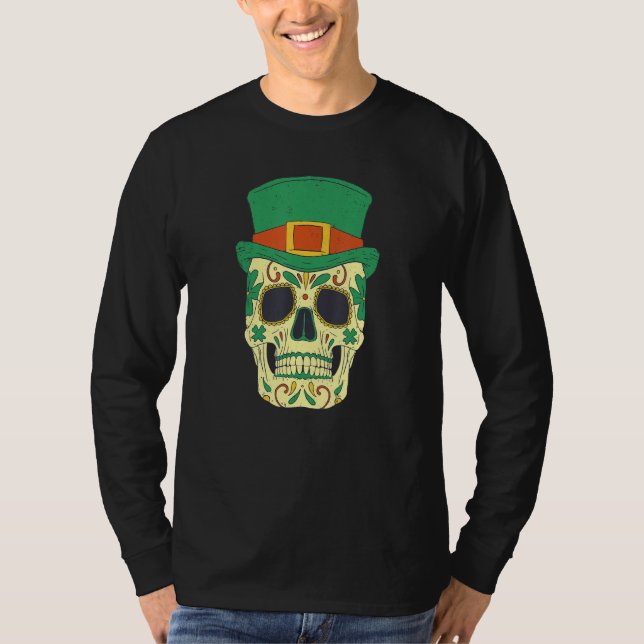 Camiseta Sugar Skull Saint Patricks Day of Dead Mexican Men (Anverso)