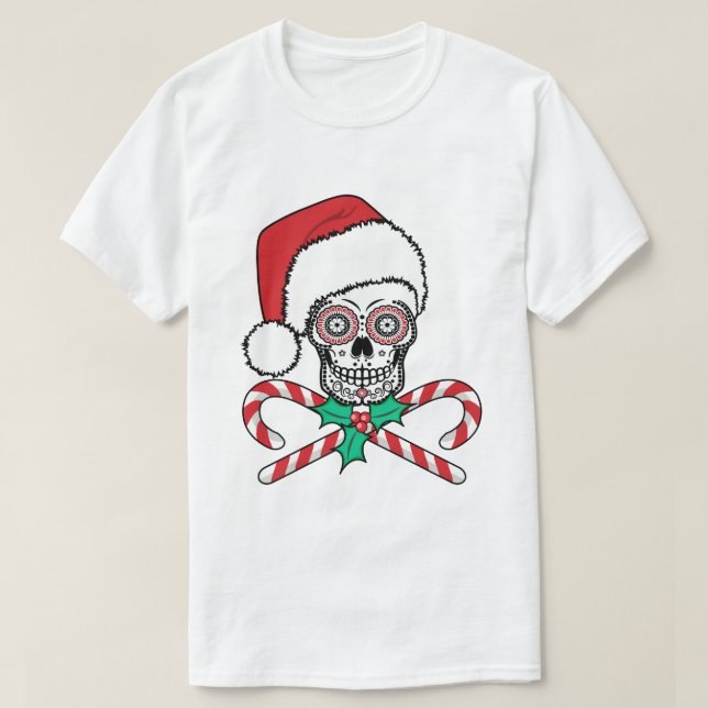 Camiseta Sugar Skull Santa (Diseño del anverso)