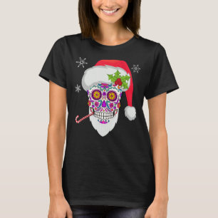 Camiseta Sugar Skull Santa Funny Navidades Dia De Los Muert