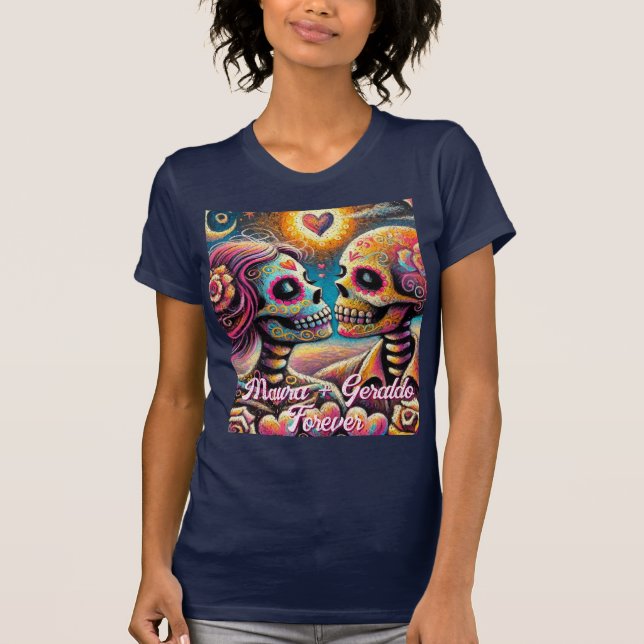 Camiseta Sugar Skulls in Love Chalk Pastel Personalized (Anverso)