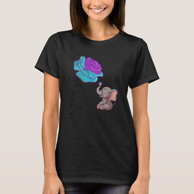 Camiseta Suicide Awareness Flower Elephant Ribbon Graphic  (Anverso)