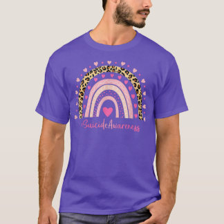 Camiseta Suicide Awareness Pink Heart Leopard Rainbow Suici