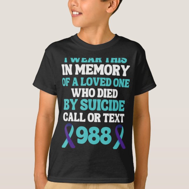 Camiseta Suicide Prevention 988 Hotline In Memory Of Loved  (Anverso)