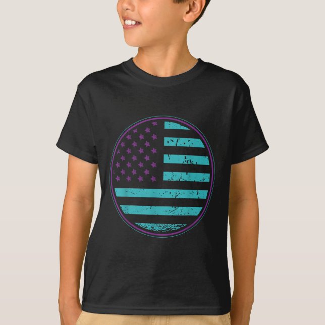 Camiseta Suicide Prevention American Flag Wear Teal Purple  (Anverso)