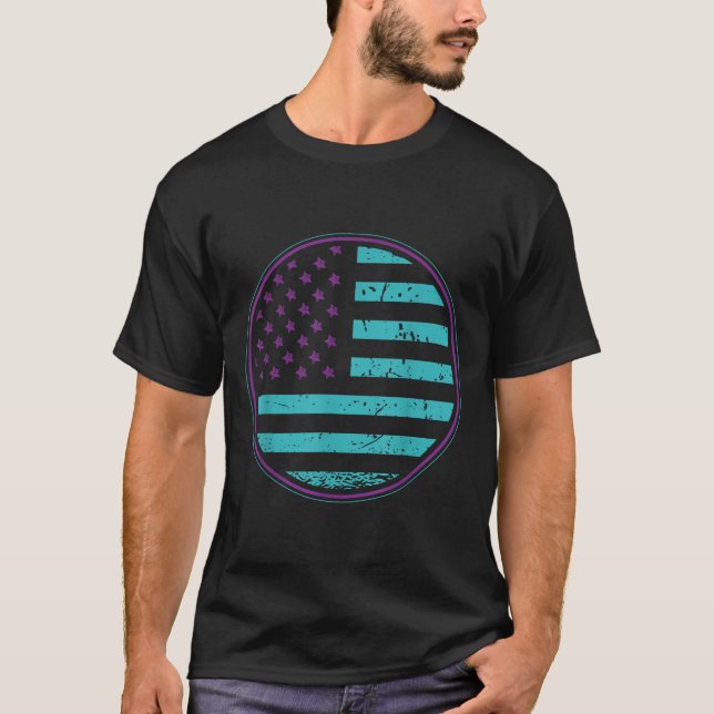 Camiseta Suicide Prevention American Flag Wear Teal Purple  (Anverso)