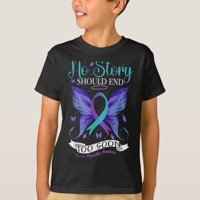 Camiseta Suicide Prevention Awareness - No Story Should End (Anverso)