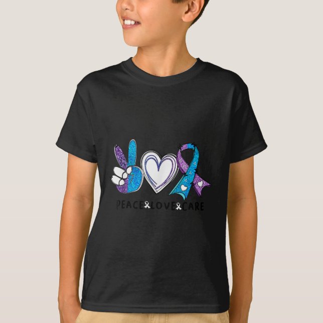 Camiseta Suicide Prevention Awareness Teal &amp; Purple Rib (Anverso)