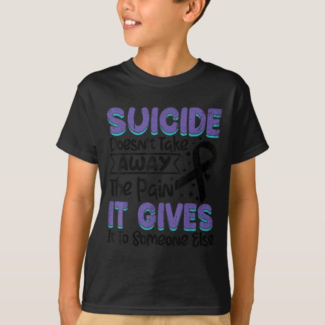 Camiseta Suicide Prevention Awareness Teal &amp; Purple Rib (Anverso)
