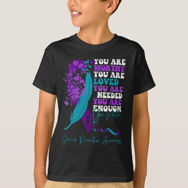 Camiseta Suicide Prevention Awareness Teal Purple Ribbon Yo (Anverso)