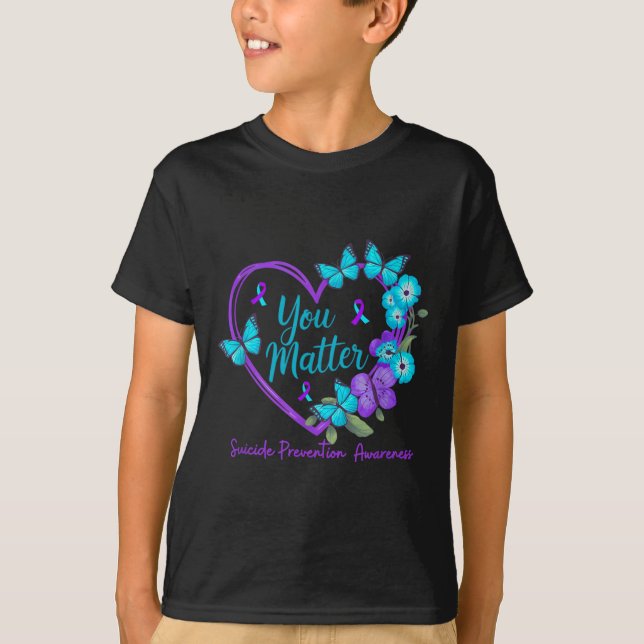 Camiseta Suicide Prevention Awareness Teal Purple Ribbons Y (Anverso)
